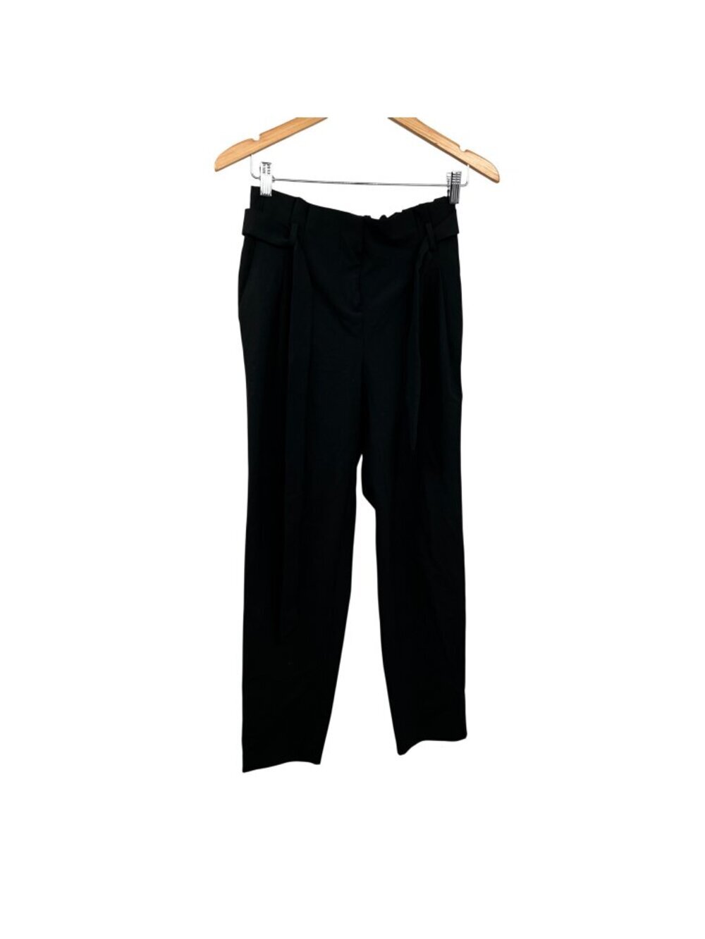 Loft Womens Black Paperbag Pants Belted High Rise Size XS New